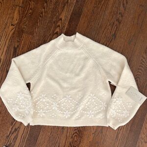 Joie Cream Sweater with Floral Details